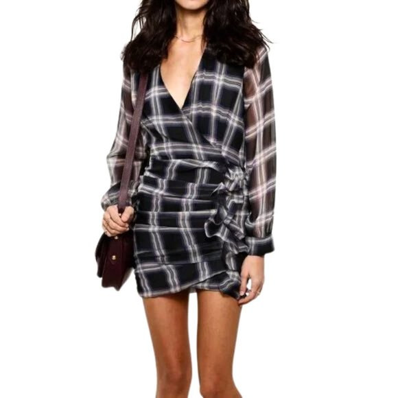 Heartloom Dresses & Skirts - HEARTLOOM Anthea Plaid Sheath Faux Wrap Dress - Small